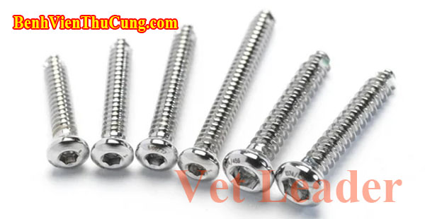 Vít phẫu thuật xương thú y Inox - Veterinary orthopedic bone cortical screw V20 2.0mm Vet Leader