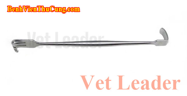 Thiết bị y tế phẫu thuật thú y : Dụng cụ vén da và cơ 2 đầu thú y - Veterinary orthopedic spay snook double head hook Vet Leader VEC