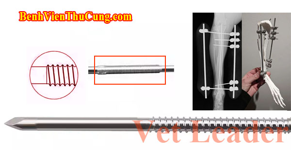 Thiết bị phẫu thuật y tế thú y : Đinh nội tủy Kirschner có ren giữa thú y - Veterinary Middle Threade K Wire Vet Leader