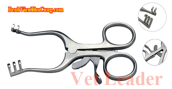 Banh vết mổ / Panh mở vết thương 2+3 ngàm răng - Weitlaner Retractor Farabeuf 2+3 prongs Vet Leader